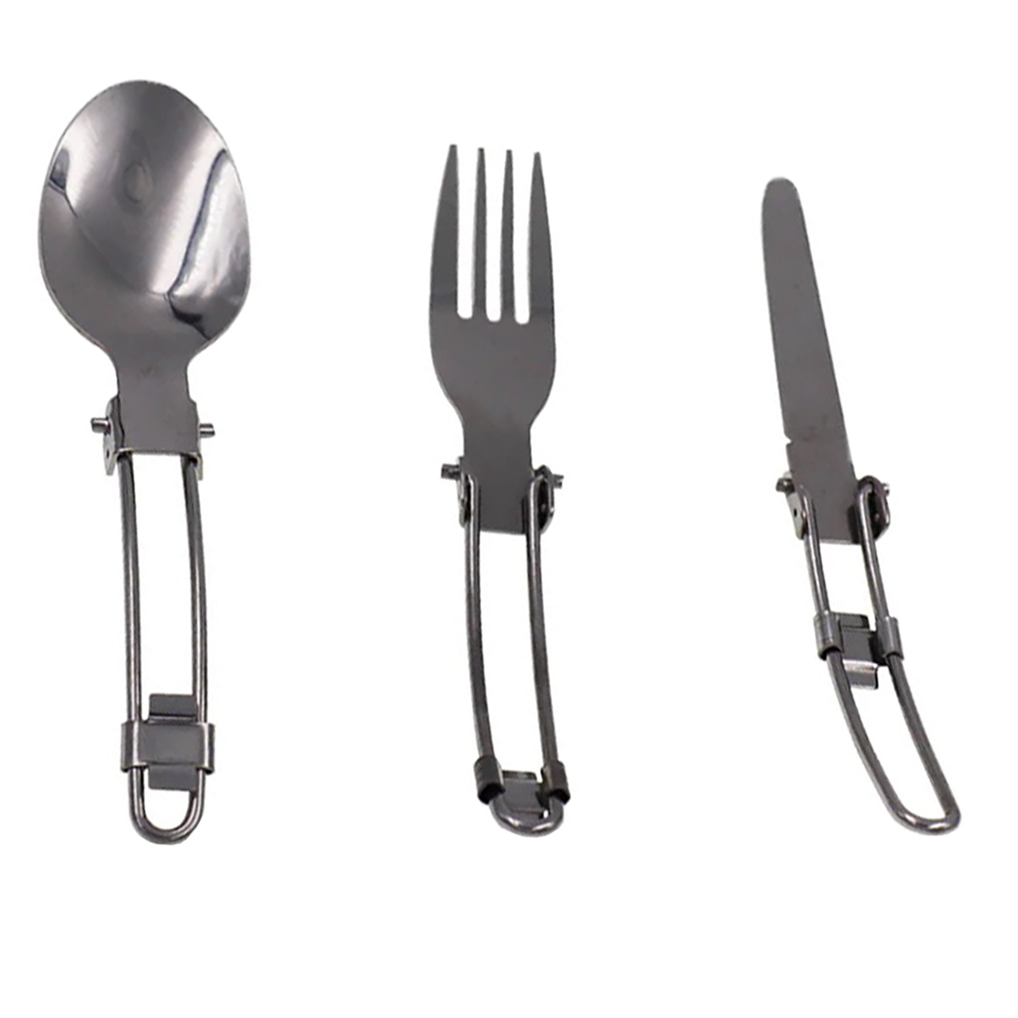 3pcs Outdoor Travel Stainless Steel Folding Cutlery Set With Knife