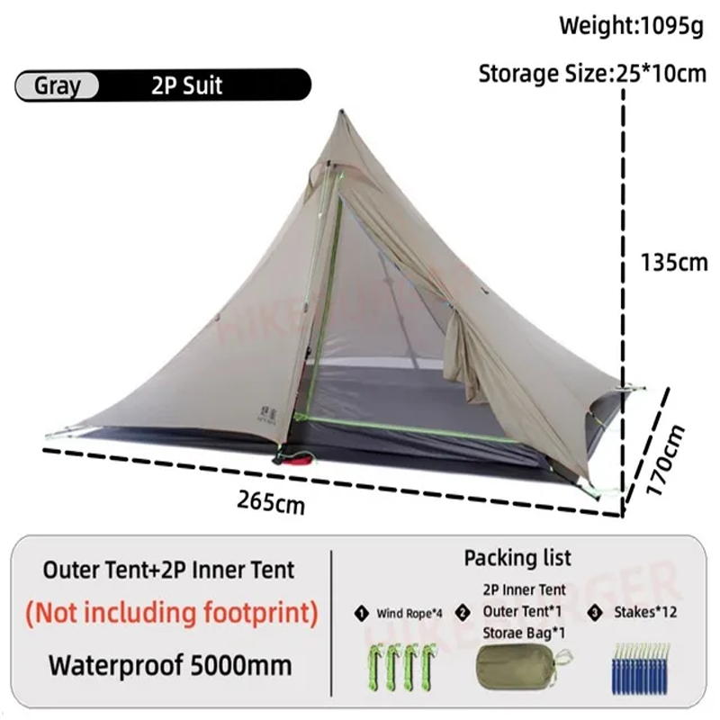 SUMMITSHADE - Tente Pyramide légère PU 5000mm 1-2 ppl