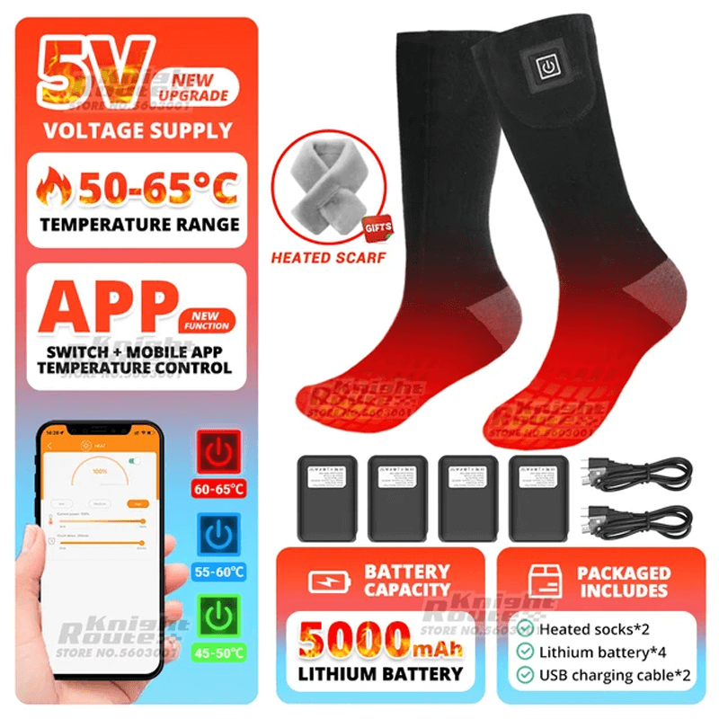 BLAZESOLE - 5000mAh opvarmede sokker med smart APP