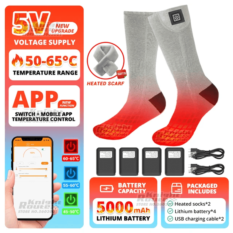 BLAZESOLE - 5000mAh opvarmede sokker med smart APP