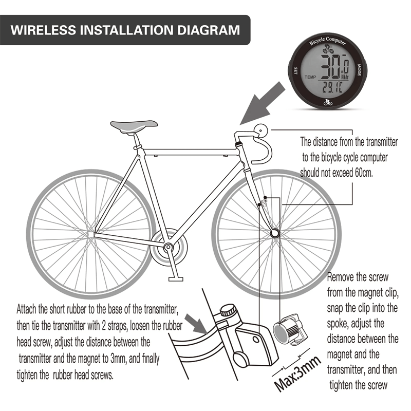 TERRATECH - Compteur kilométrique sans fil pour vélo