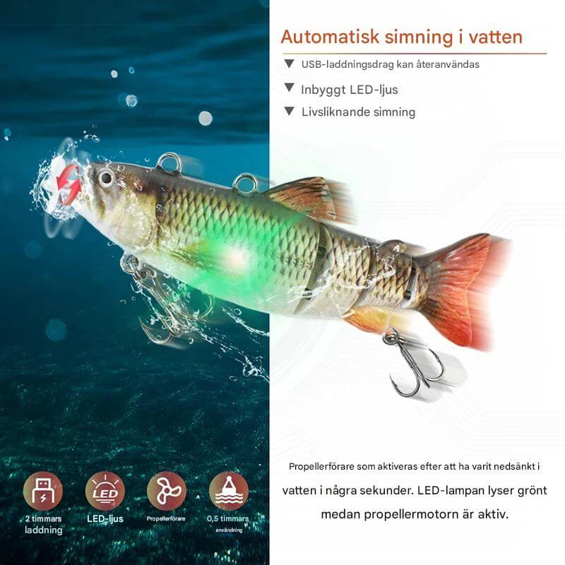AquaBite – Self-tailing Electric Fishing Lure with LED and USB Charging | Smart Technology for More Efficient Fishing