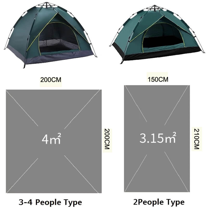 SNAPTENT - Tente à montage automatique PU 2000mm 2-4 personnes