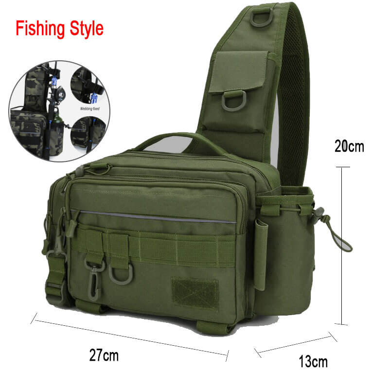 Cheap Multifunctional Fishing Bags Single Shoulder Multi Pocket Fish Lures  Line Gear Bag 600D Nylon Waterproof for Outdoor Sports