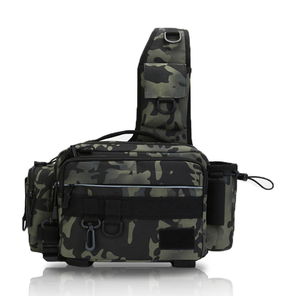 Multifunctional Outdoor Camouflage Fishing Bag Big Capacity Double Zipper Canvas  Fishing Bag Fishing Tackle Bag